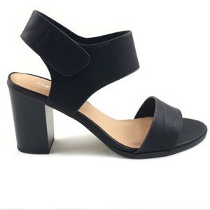 SODA BLACK STRAPPED CASUAL HEELS
